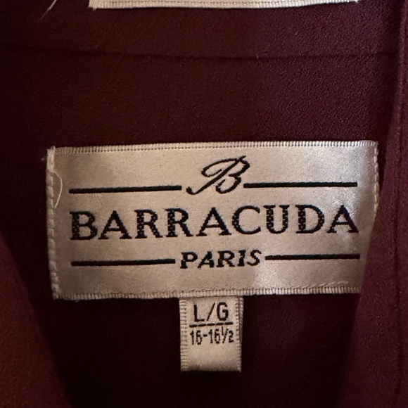 Barracuda Paris Men’s Burgundy Dress Shirt with Embroidered Collar - Picture 2 of 6